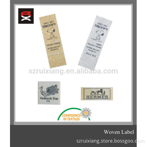 Luxury metallic thread woven label ,brand woven label